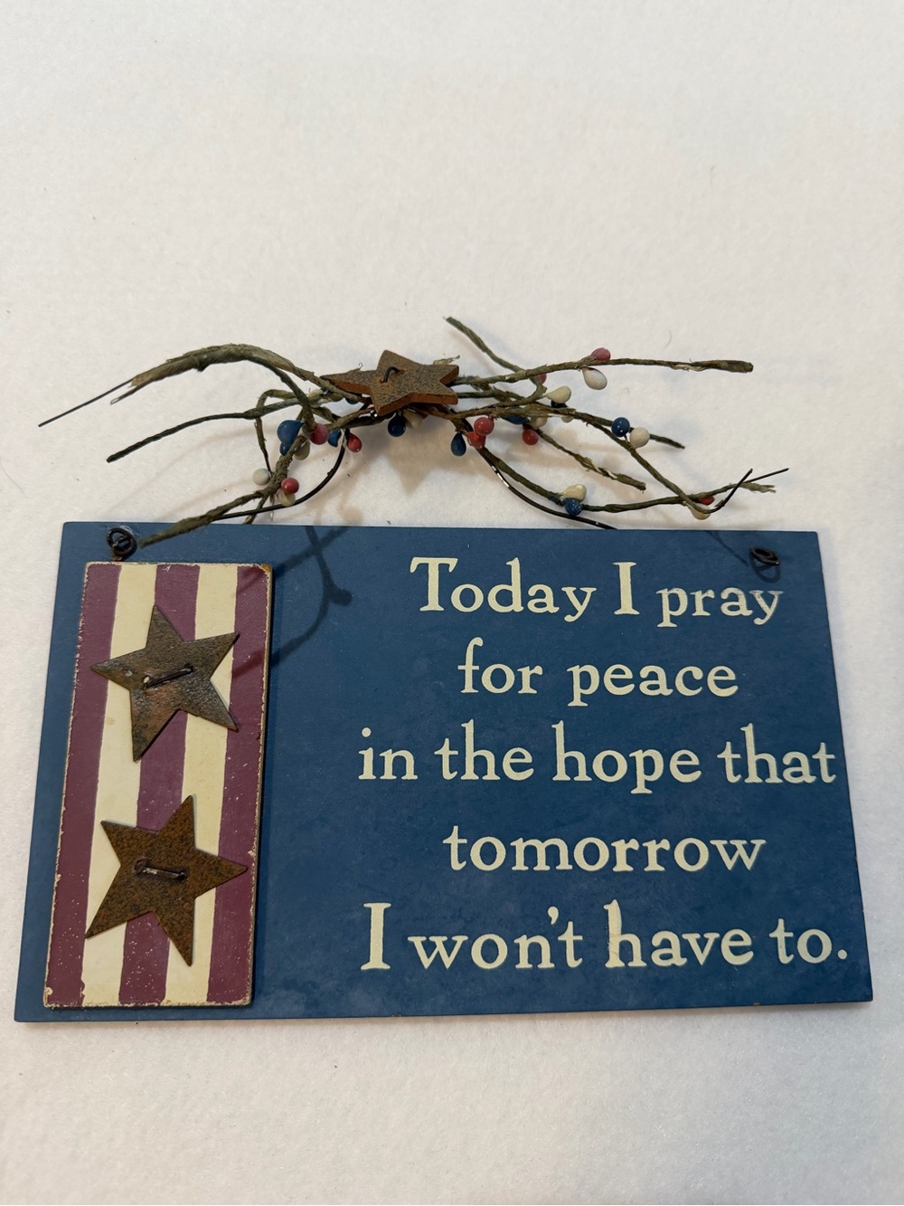 Patriotic Blue Wall Plaque with Stars - Inspirational Quote